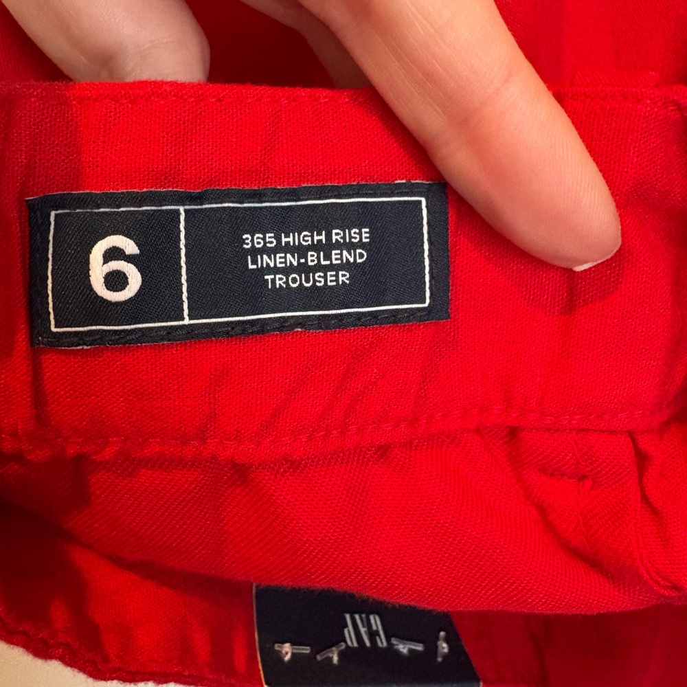 GAP Vibrant Red Wide Leg Linen Pants - Picture 7 of 8